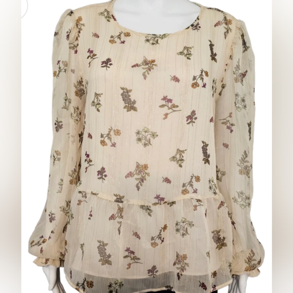 Loft Shimmer Floral Top, NWT, Size M